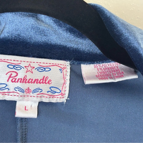 Panhandle L Luxurious Velvet Women's Blue Blazer Festive Elegant Holiday Boho - Picture 3 of 11